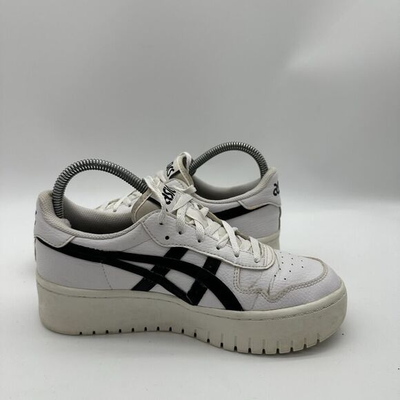 Women Size 7 Asics Japan S Platform Casual White/Black Leather Sneaker 1202A024 - Picture 6 of 10